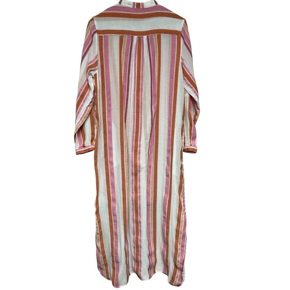 Soft Surroundings Multi Color Stripe Roll Tab Dress South Coast Women's Large - Picture 5 of 9